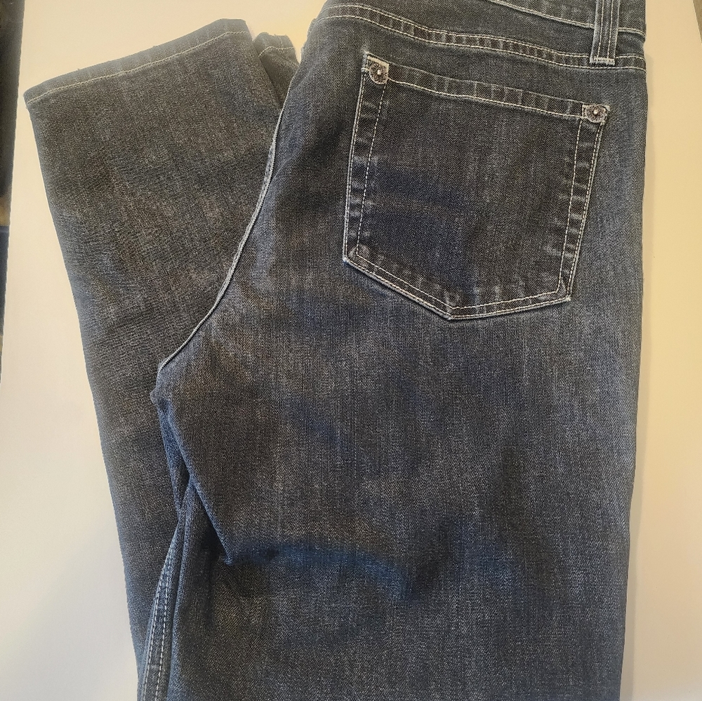 Dark Wash Karen Kane Women's Jeans High Rise Slightly Distressed Size 14